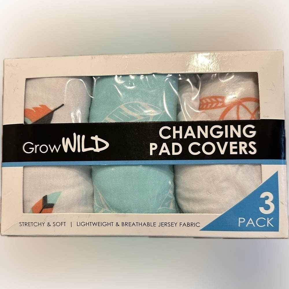Grow Wild - New Changing Pad Covers Soft & Stretchy 3 pack - Feathers designs